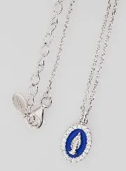 Necklace Miraculous Virgin Silver and Dark Blue Enamel