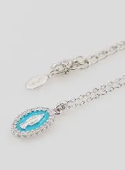 Necklace Miraculous Virgin Silver and Light Blue Enamel