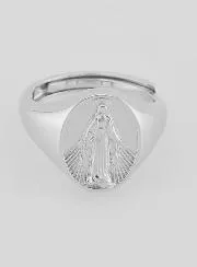 Silver Signet Ring Miraculous Virgin - Size 46-52