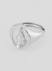 Silver Signet Ring Miraculous Virgin - Size 46-52