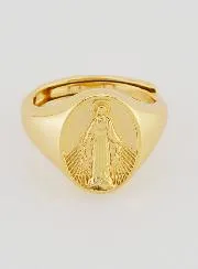 Signet Ring Miraculous Virgin in Gold-Plated Silver - Sizes 46 to 52