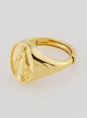 Signet Ring Miraculous Virgin in Gold-Plated Silver - Sizes 46 to 52
