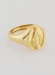 Signet Ring Miraculous Virgin in Gold-Plated Silver - Sizes 46 to 52