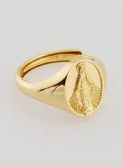 Signet Ring Miraculous Virgin in Gold-Plated Silver - Sizes 52–56