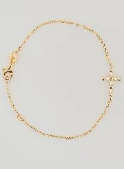 Religious Bracelet Gold-Plated - Round Zircon Cross