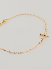 Religious Bracelet Gold-Plated - Round Zircon Cross