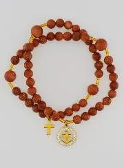 Sunstone Rosary Bracelet - Cross and Zircon Medal
