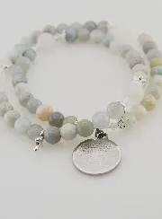 Aquamarine Rosary Bracelet with Our Father Prayer