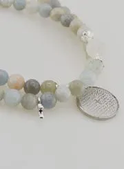 Aquamarine Rosary Bracelet with Our Father Prayer