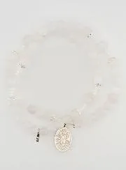 Rosary Bracelet with White Jade Stone - Our Lady of Guadalupe