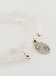 Rosary Bracelet with White Jade Stone - Our Lady of Guadalupe