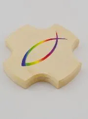 Maple Wood Cross - Christian Fish Ichtus