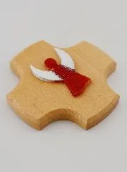 Maple Wood Cross with Glass Guardian Angel