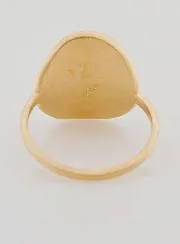 Ring with Carved Cross of Jesus - Gold-Plated - Size 60