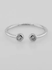 Open Ring in Silver and Zirconia - Size 60