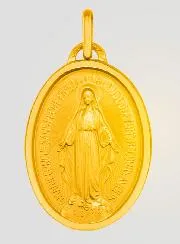 Miraculous Medal 24k Fine Gold Plated - 19 mm