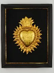 Ex Voto Wall Decoration Golden Heart on Velvet - 18cm