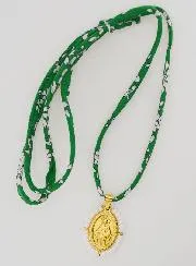 Miraculous Medal with Beads - Green Liberty Cord
