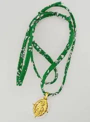 Religious Necklace Green Liberty Cord - Miraculous Medal with Beads