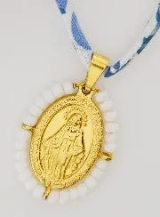 Miraculous Medal with Beads - Blue Liberty Cord