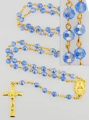 Miraculous Medal Rosary with Faceted Beads - Blue