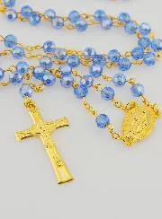 Miraculous Medal Rosary with Faceted Beads - Blue