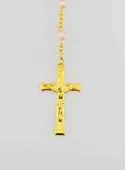 Miraculous Medal Rosary with Faceted Beads - Pink