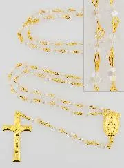 Miraculous Medal Rosary with Transparent Faceted Beads