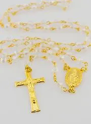 Miraculous Medal Rosary with Transparent Faceted Beads