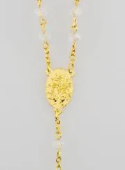 Miraculous Medal Rosary with Transparent Faceted Beads
