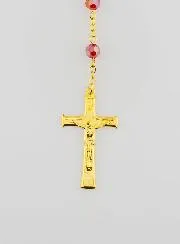 Miraculous Medal Rosary with Faceted Beads - Red
