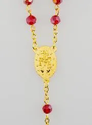 Miraculous Medal Rosary with Faceted Beads - Red
