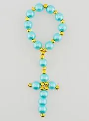 Pearlescent Glass Bead Decade Rosary - Blue