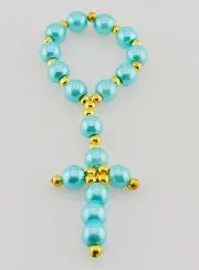 Pearlescent Glass Bead Decade Rosary - Blue