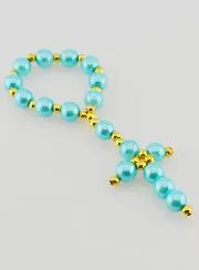 Pearlescent Glass Bead Decade Rosary - Blue
