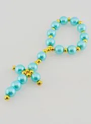 Pearlescent Glass Bead Decade Rosary - Blue