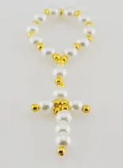 Pearlescent Glass Bead Decade Rosary - White