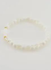 Religious Bracelet with Cross and White Glass Beads