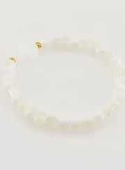 Religious Bracelet with Cross and White Glass Beads