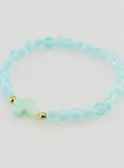 Religious Bracelet with Cross and Blue Glass Beads