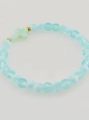 Religious Bracelet with Cross and Blue Glass Beads