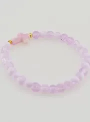 Religious Bracelet with Cross and Purple Glass Beads