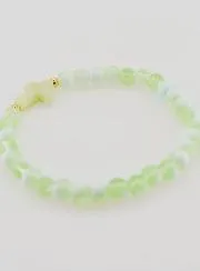Religious Bracelet with Cross and Green Glass Beads