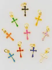 Set 10 Charms Multicoloured Mini Crosses 10mm