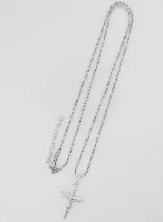 Religious Necklace with Silvery Stainless Steel Cross of Christ