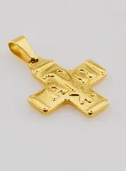 Golden Chi Rho Cross Pendant - Pax, Alpha and Omega