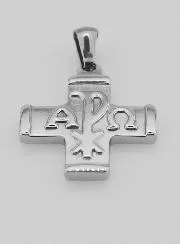 Chi Rho Cross Pendant - Pax, Alpha and Omega