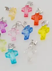 Set 10 Multicoloured Cross Charms 16mm