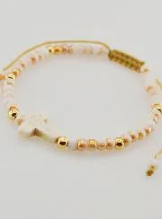 Religious Bracelet made of Glass Beads with Cross