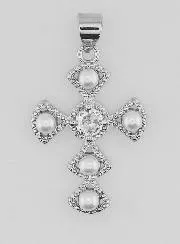 Silvery Brass Cross Pendant 23mm
